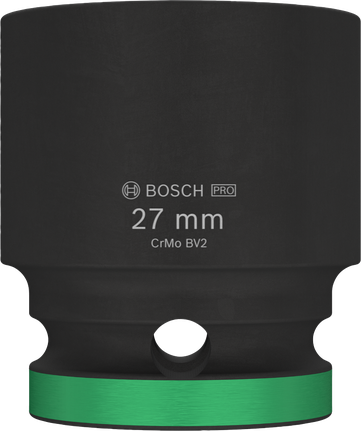 Kunci sok impak Bosch PRO 1/2 inci 27 mm dengan cincin hijau.
